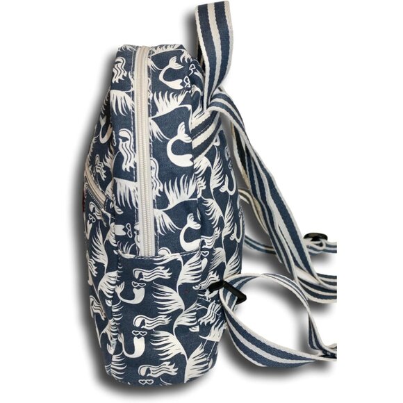 Adult Mini Backpack Mermaid Cotton Small Daypack with Utility Pockets